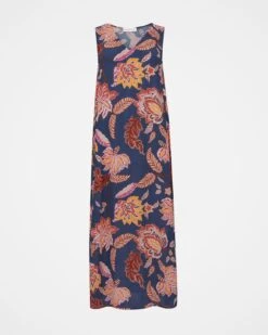V Neck Printed Swing Midi Dress -Celtic & Co 136905