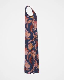 V Neck Printed Swing Midi Dress -Celtic & Co 136906