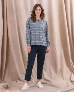 Check Button Through Blouse 12 Check Button Through Blouse -Celtic & Co 142201