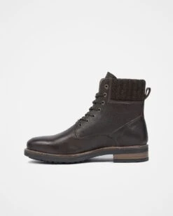 Men's Knitted Cuff Lace Up Boots -Celtic & Co 147491