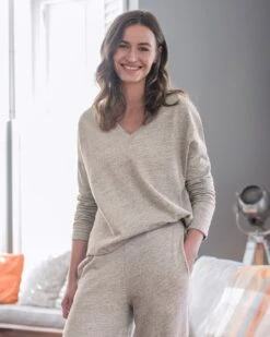 Jersey V Neck Sweatshirt