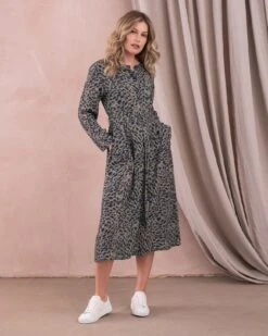 D-Ring Belted Midi Dress