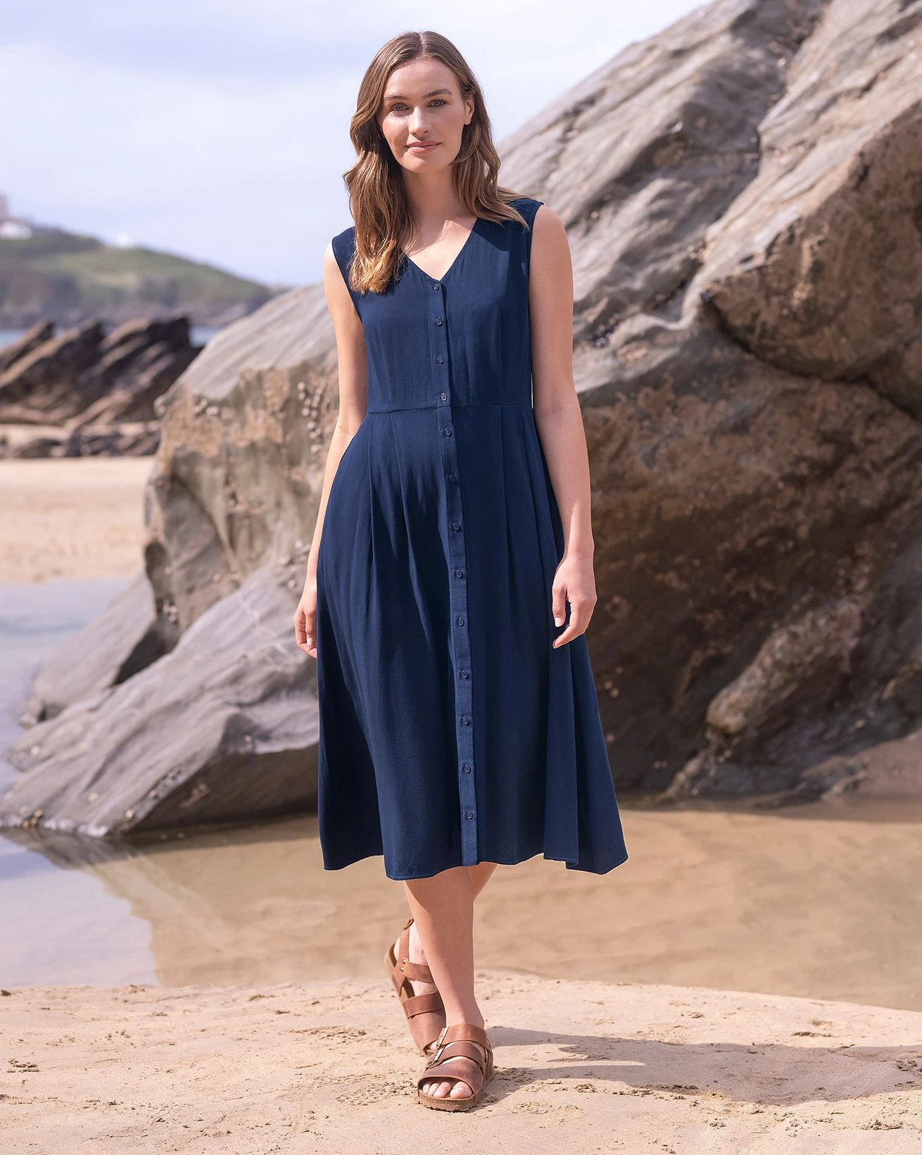 Sleeveless Button Through Midi Dress 4 Sleeveless Button Through Midi Dress - Image 2