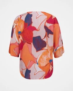 V Neck Button Through Drape Blouse -Celtic & Co 158805