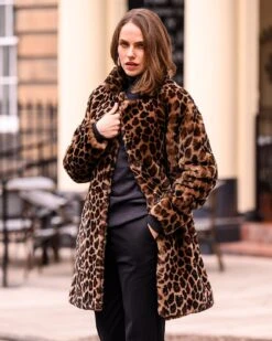Leopard Print Shearling Coat