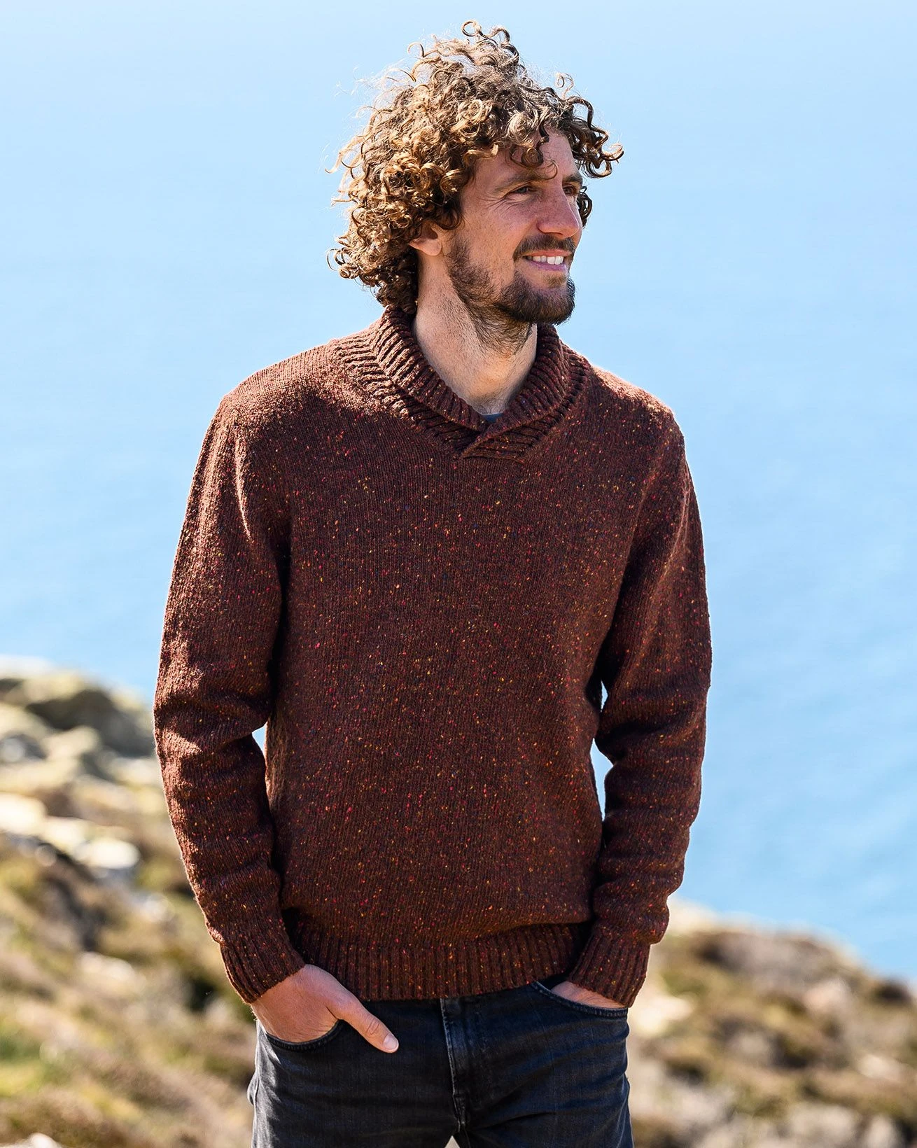 Men's Donegal Shawl Collar Sweater 4 Men's Donegal Shawl Collar Sweater - Image 2