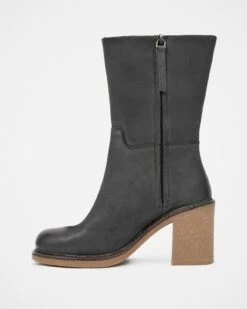 Crepe Block Heel Ankle Boots -Celtic & Co 176667