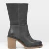 Crepe Block Heel Ankle Boots -Celtic & Co 179374