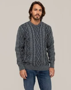 Men's Plated Cable Crew Neck Sweater