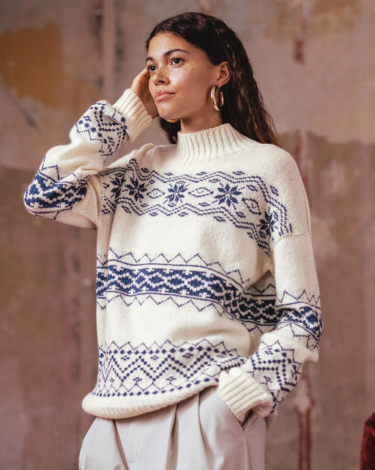 Fair Isle Stripe Funnel Neck Sweater 3 Fair Isle Stripe Funnel Neck Sweater