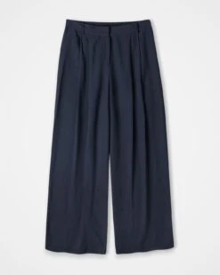 Linen Blend Wide Leg Drape Pants -Celtic & Co 186402