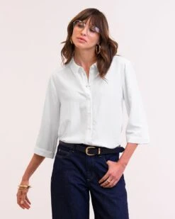 Linen Blend Pleat Back Shirt -Celtic & Co 187051