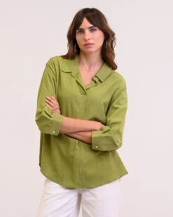 Linen Blend Relaxed Blouse