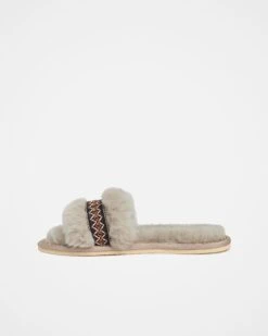 Braid Trim Shearling Slide -Celtic & Co 187610
