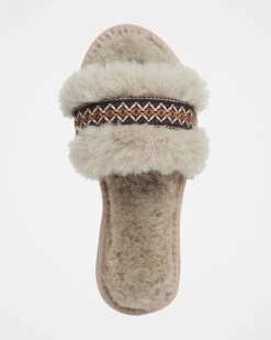 Braid Trim Shearling Slide -Celtic & Co 187611