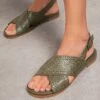 Leather Woven Crossover Sandals -Celtic & Co 189147