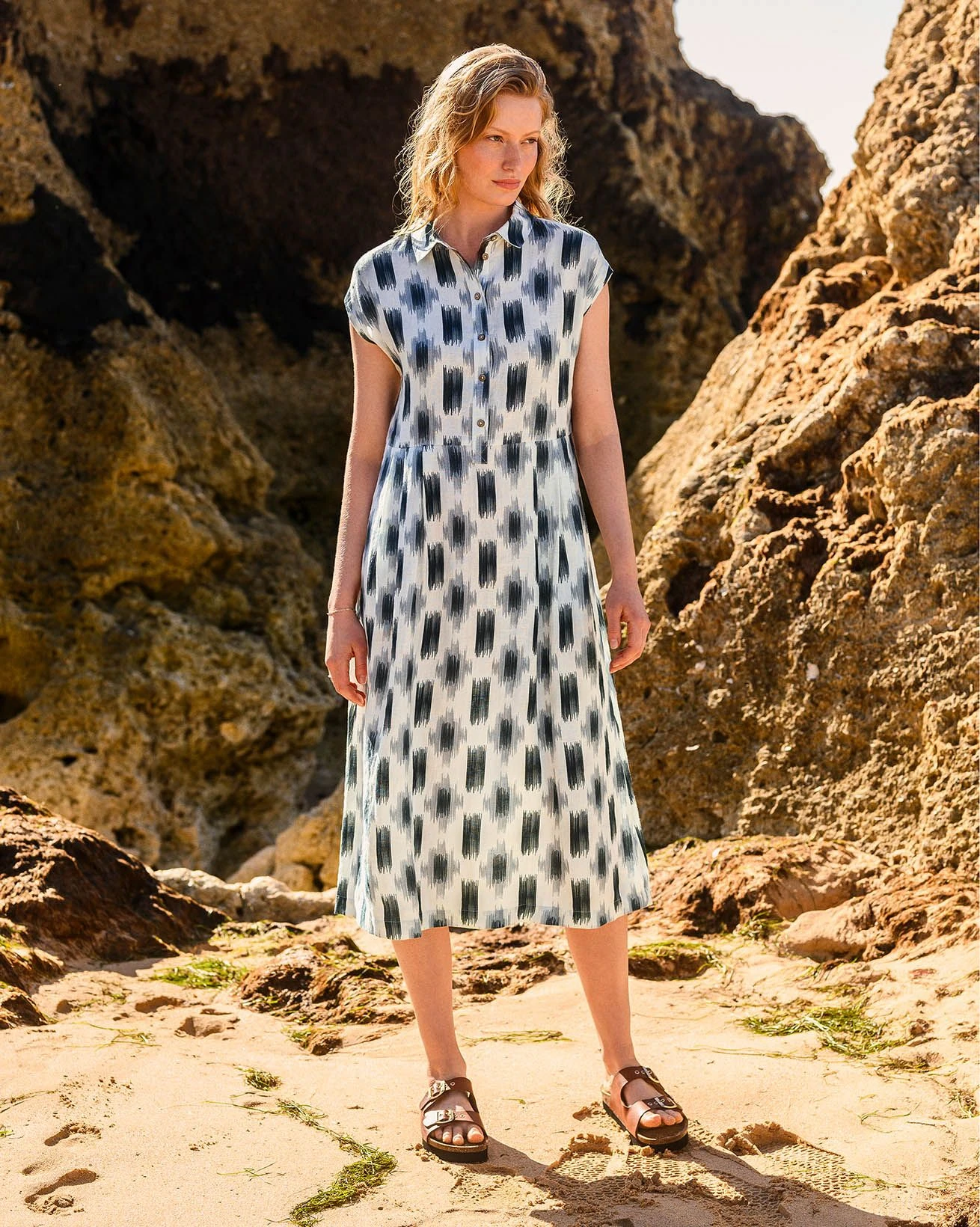 Linen Grown On Sleeve Midi Dress 3 Linen Grown On Sleeve Midi Dress