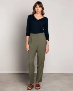 Linen Blend Casual Tapered Leg Pants