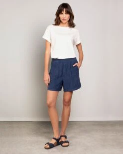 Linen Pleat Front Shorts