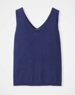 Organic Cotton Knitted V Neck Sleeveless Top -Celtic & Co 190623