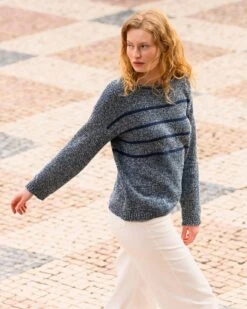 Organic Cotton Yarn Twist Breton Sweater