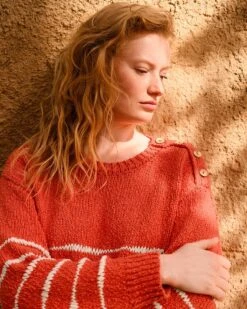 Linen Blend Drop Stitch Breton Sweater -Celtic & Co 193730