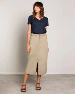 Organic Cotton Twill Midi Skirt