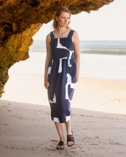 Pure Linen Button Detail Midi Dress