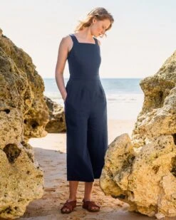 Pure Linen Sleeveless Jumpsuit