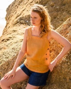 Pure Linen Button Detail Top -Celtic & Co 194531