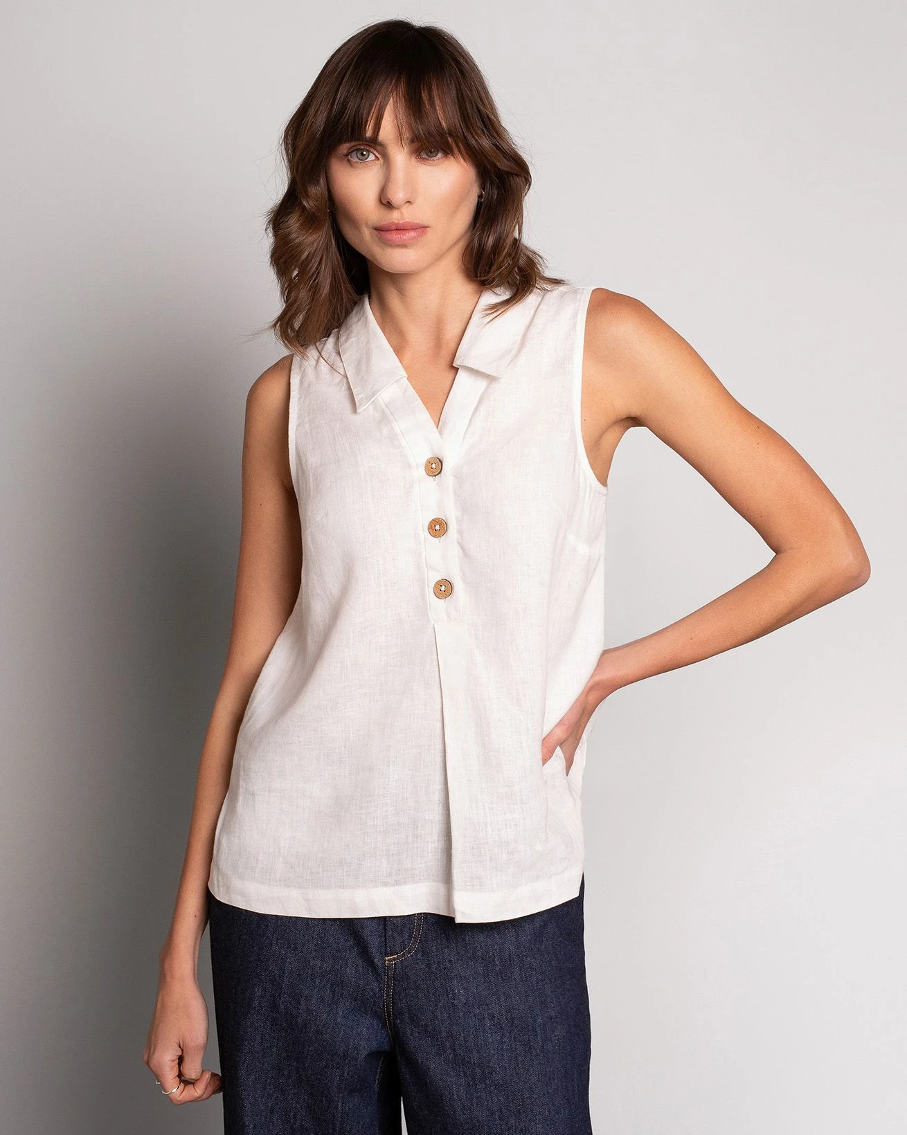 Pure Linen Sleeveless Blouse 3 Pure Linen Sleeveless Blouse