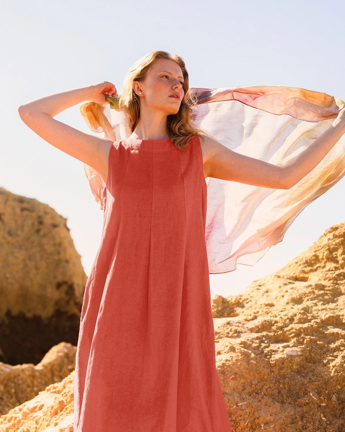 Linen Sleeveless Midi Swing Dress 4 Linen Sleeveless Midi Swing Dress - Image 2