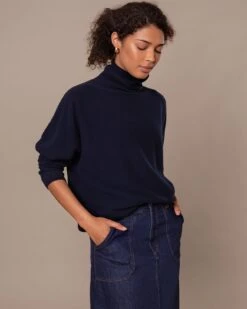 Lambswool Roll Neck Dolman Sweater