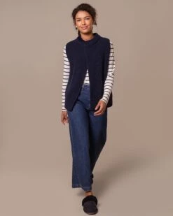 Donegal Ribbed Sleeveless Cardigan -Celtic & Co 196980