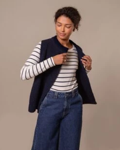 Donegal Ribbed Sleeveless Cardigan -Celtic & Co 196982