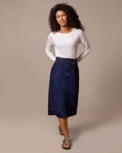 Denim A Line Midi Skirt -Celtic & Co 197032