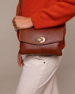 Twist Lock Rectangle Cross Body Bag