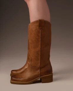 Tall Tab Detail Leather Boots -Celtic & Co 197395