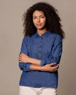 Easy Denim Half Placket Shirt 15 Easy Denim Half Placket Shirt -Celtic & Co 197676