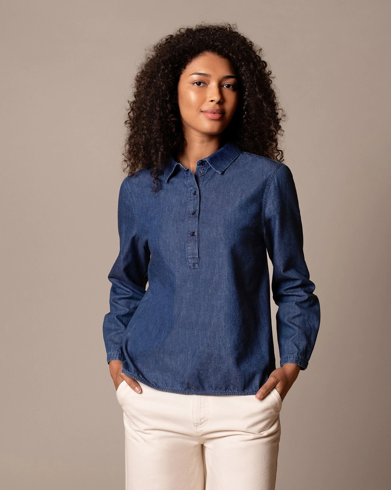 Easy Denim Half Placket Shirt 9 Easy Denim Half Placket Shirt - Image 7
