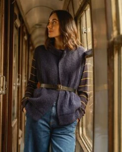 Donegal Ribbed Sleeveless Cardigan