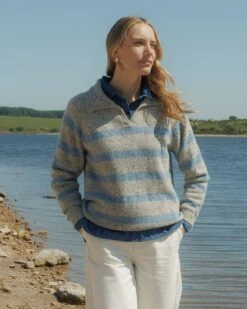 Donegal Striped Polo Sweater