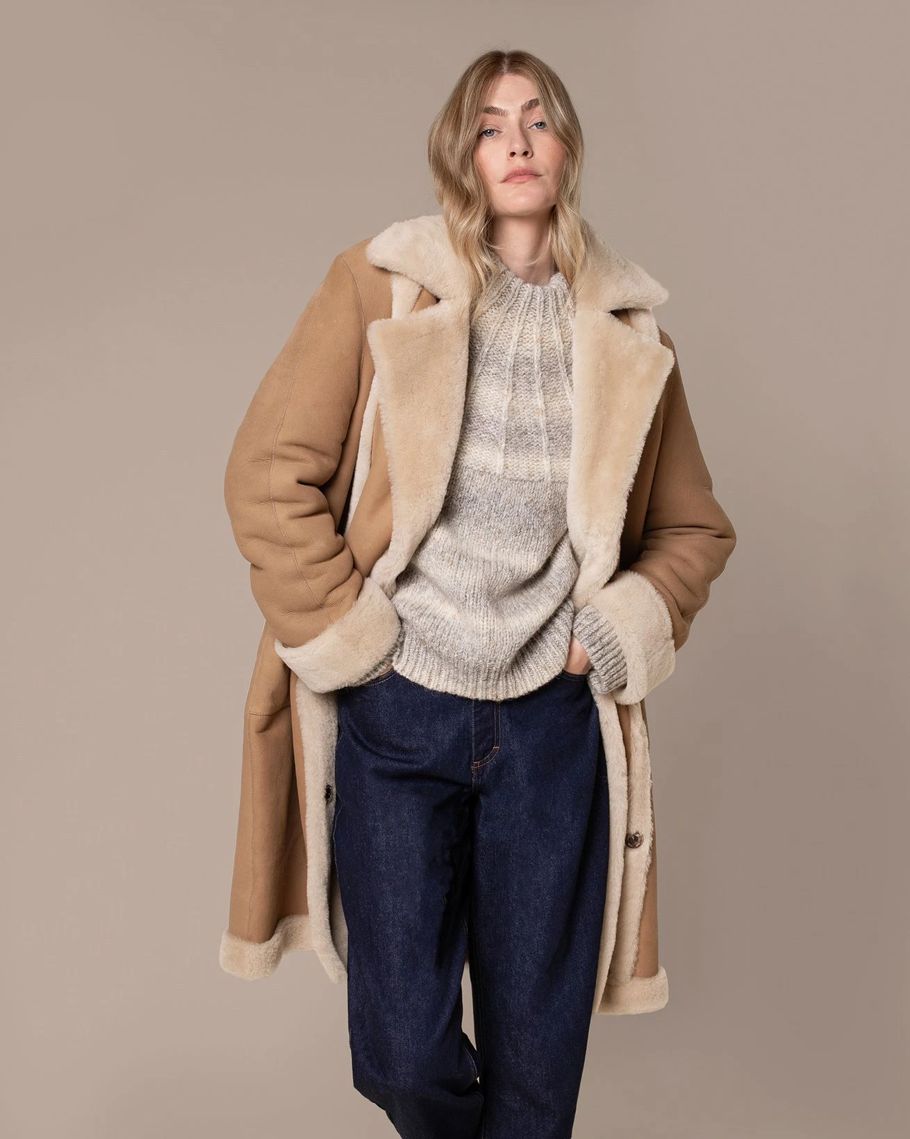 Exposed Wool Detail Coat 5 Exposed Wool Detail Coat - Image 3