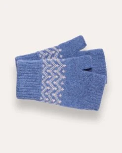 Lambswool Ripple Fair Isle Fingerless Gloves