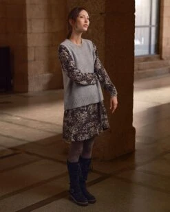 Pleat Detail Knee Length Dress -Celtic & Co 203925