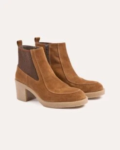 Crepe Mid Heel High Ankle Boots -Celtic & Co 204176