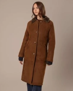 Shearling Collared Long Coat -Celtic & Co 204708