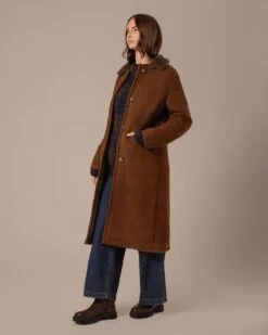 Shearling Collared Long Coat -Celtic & Co 204723