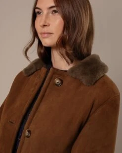 Shearling Collared Long Coat -Celtic & Co 204724