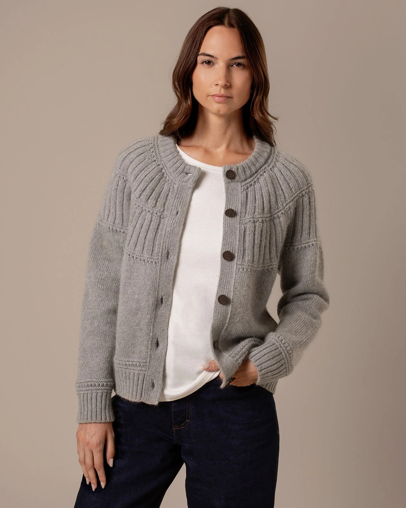 Lofty Textured Yoke Cardigan 4 Lofty Textured Yoke Cardigan - Image 2